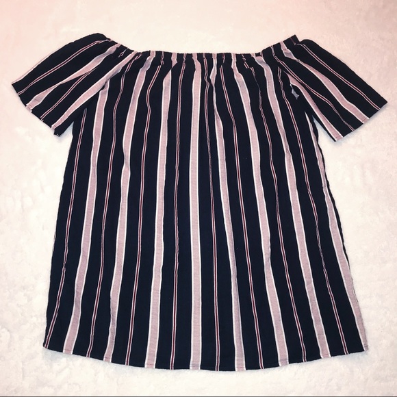 F21 Contemporary striped off the shoulder dress - Picture 2 of 3
